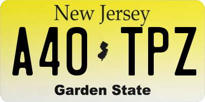 NJ license plate A40TPZ