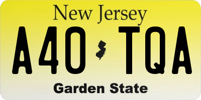 NJ license plate A40TQA