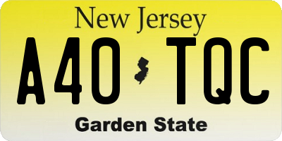 NJ license plate A40TQC