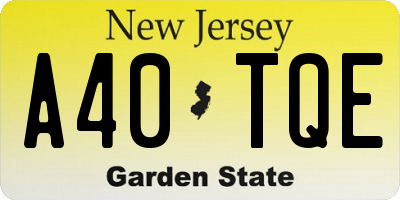 NJ license plate A40TQE