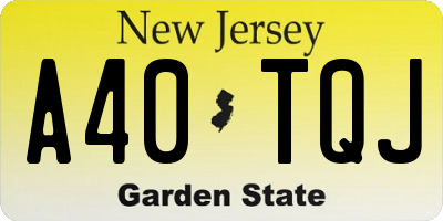 NJ license plate A40TQJ