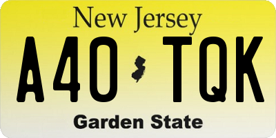 NJ license plate A40TQK