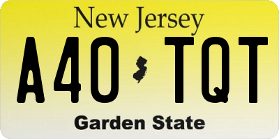 NJ license plate A40TQT