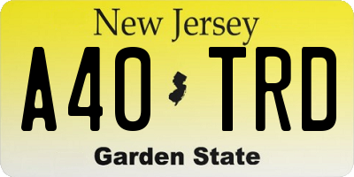 NJ license plate A40TRD