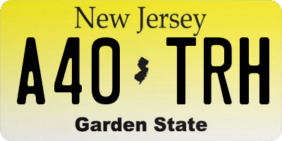 NJ license plate A40TRH