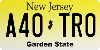 NJ license plate A40TRO