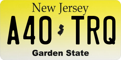 NJ license plate A40TRQ