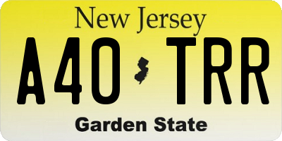 NJ license plate A40TRR