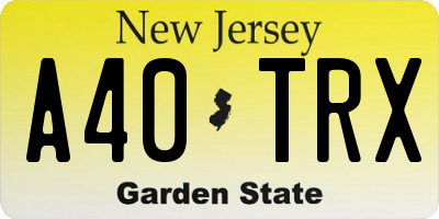 NJ license plate A40TRX
