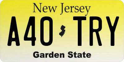 NJ license plate A40TRY