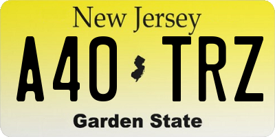 NJ license plate A40TRZ