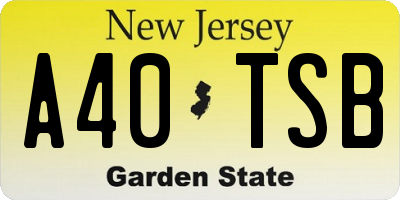 NJ license plate A40TSB