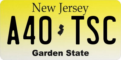 NJ license plate A40TSC