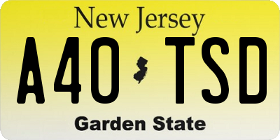 NJ license plate A40TSD