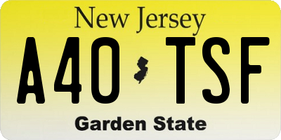 NJ license plate A40TSF