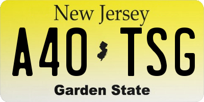 NJ license plate A40TSG