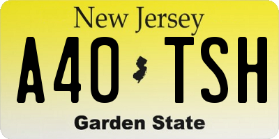 NJ license plate A40TSH