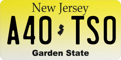 NJ license plate A40TSO