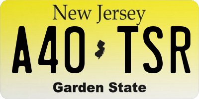NJ license plate A40TSR
