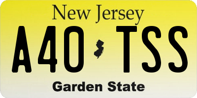 NJ license plate A40TSS