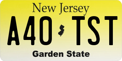 NJ license plate A40TST