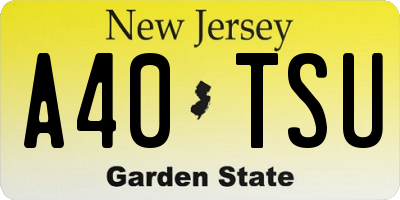 NJ license plate A40TSU