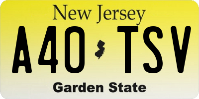 NJ license plate A40TSV