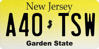 NJ license plate A40TSW