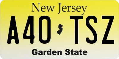 NJ license plate A40TSZ