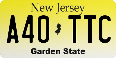 NJ license plate A40TTC