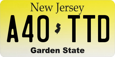NJ license plate A40TTD