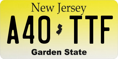 NJ license plate A40TTF