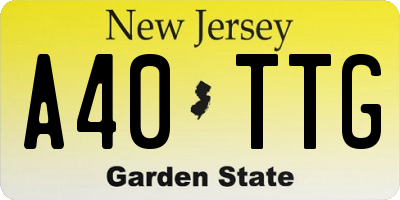 NJ license plate A40TTG