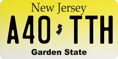 NJ license plate A40TTH