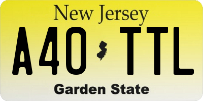 NJ license plate A40TTL