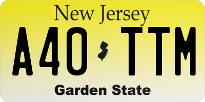 NJ license plate A40TTM