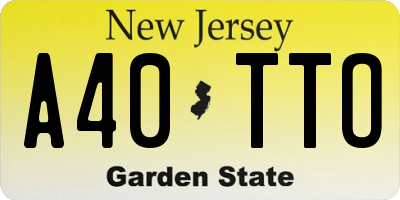 NJ license plate A40TTO
