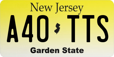 NJ license plate A40TTS