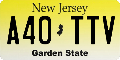 NJ license plate A40TTV