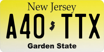 NJ license plate A40TTX