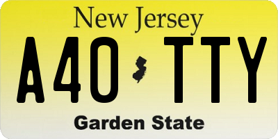 NJ license plate A40TTY