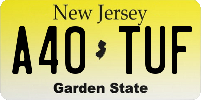 NJ license plate A40TUF