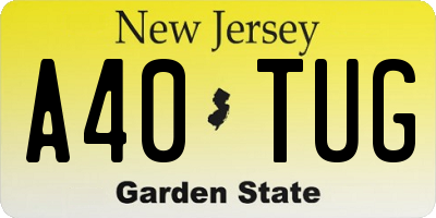 NJ license plate A40TUG