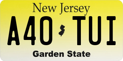 NJ license plate A40TUI
