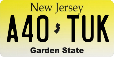 NJ license plate A40TUK