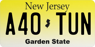 NJ license plate A40TUN