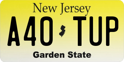NJ license plate A40TUP