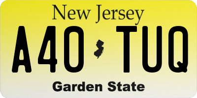 NJ license plate A40TUQ