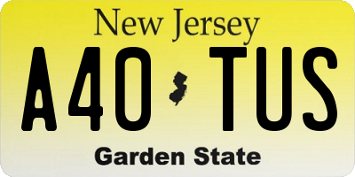 NJ license plate A40TUS