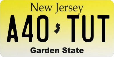 NJ license plate A40TUT